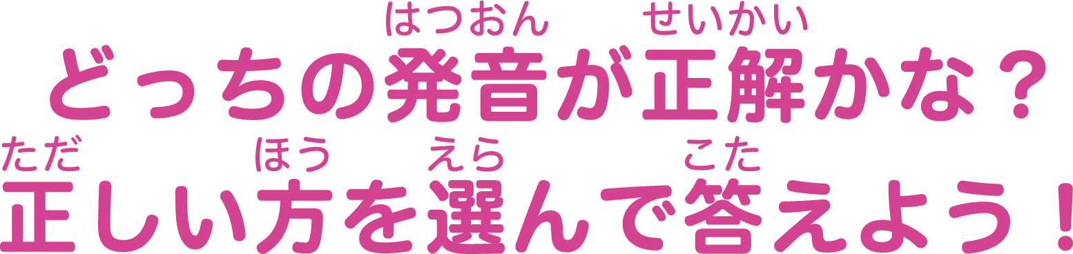 どっちの発音が正解かな？正しい方を選んで答えよう！