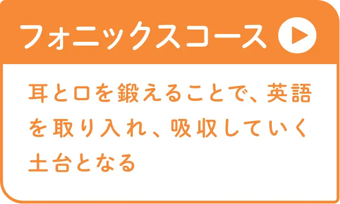 フォニックスコース：耳と口を鍛えることで、英語を取り入れ、吸収していく土台となる